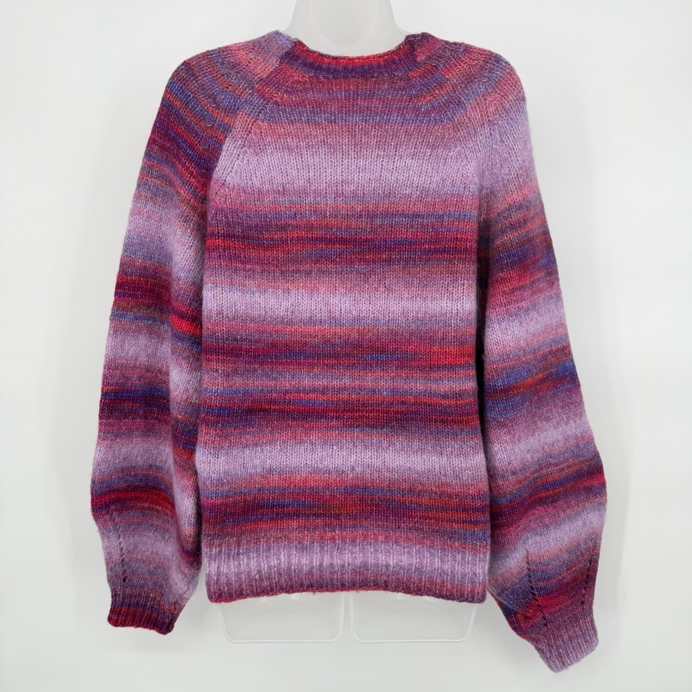 BTB Los Angeles Sz XL Sunrise Crewneck‎ Raglan Sweater Pink Ombré Wool Alpaca - Picture 4 of 10